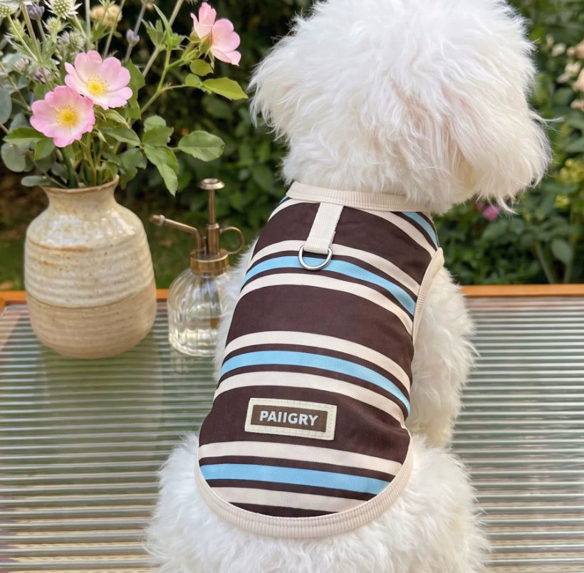 Dog Striped Vest Traction Summer Teddy