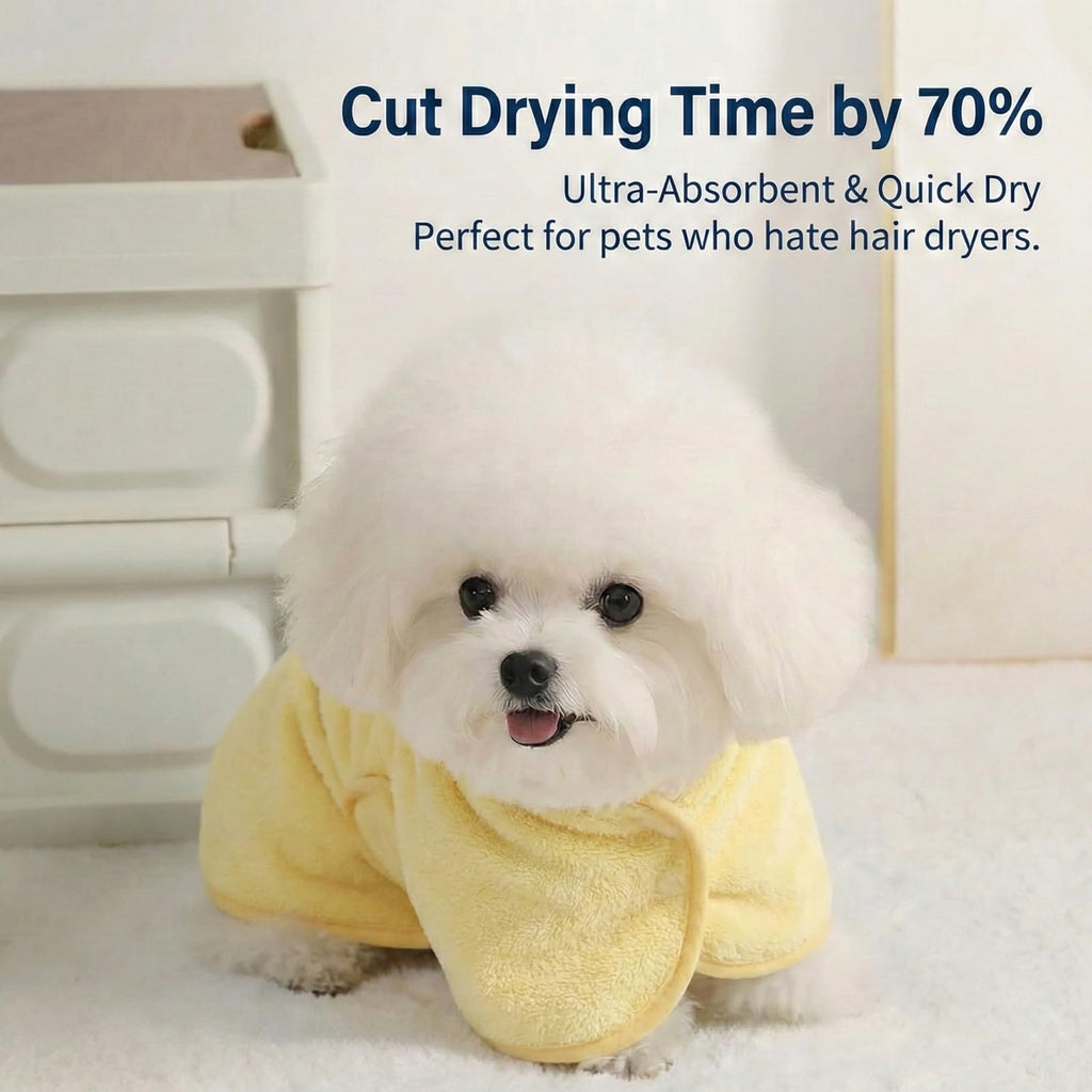 Dog Bathrobe Super Absorbent Towel For Small Dogs Cats Fast Drying Dog Robe Coat With Hood Puppy Cat Bath Towel Wrap Pet Grooming Supplies After