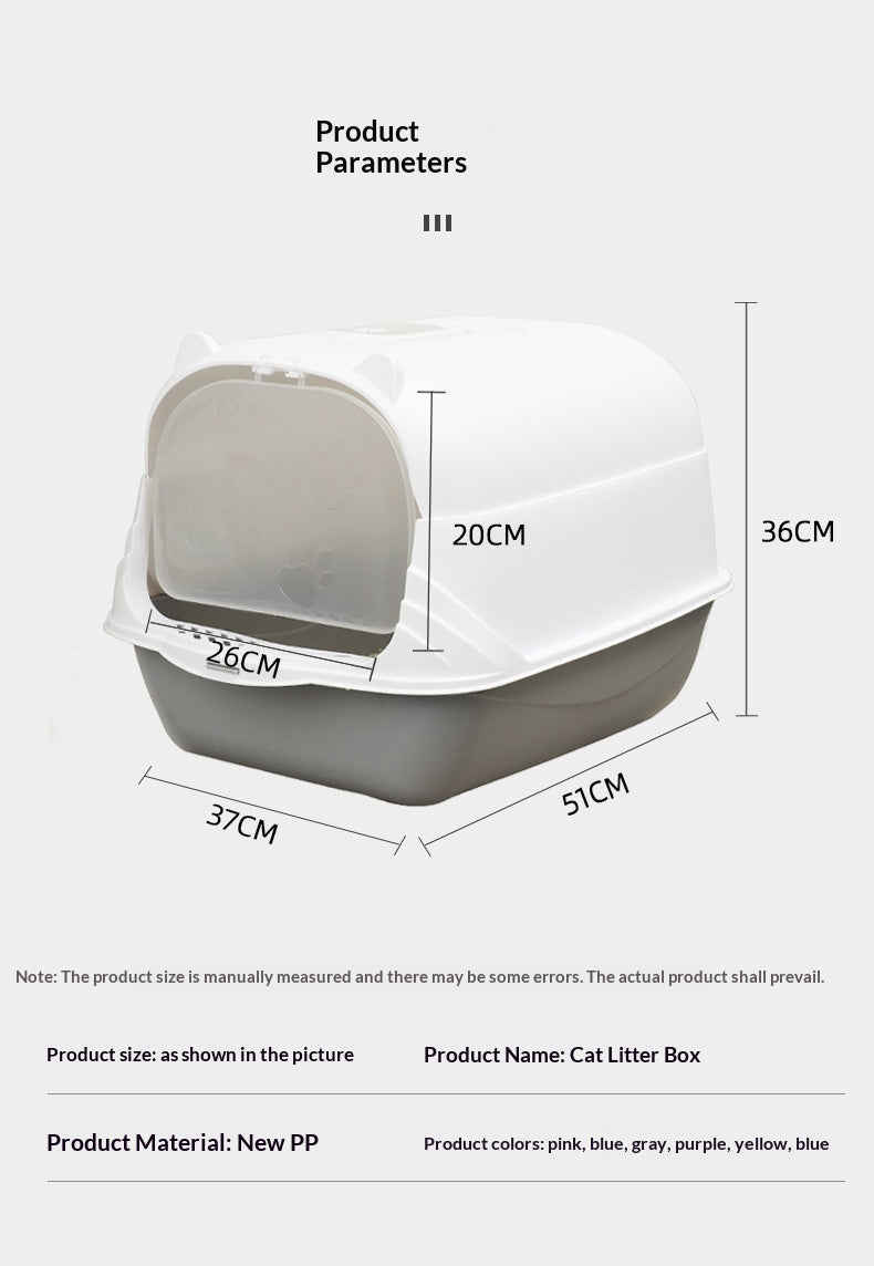 Extra-Large Fully Enclosed Odor-Control Thickened Cat Litter Box