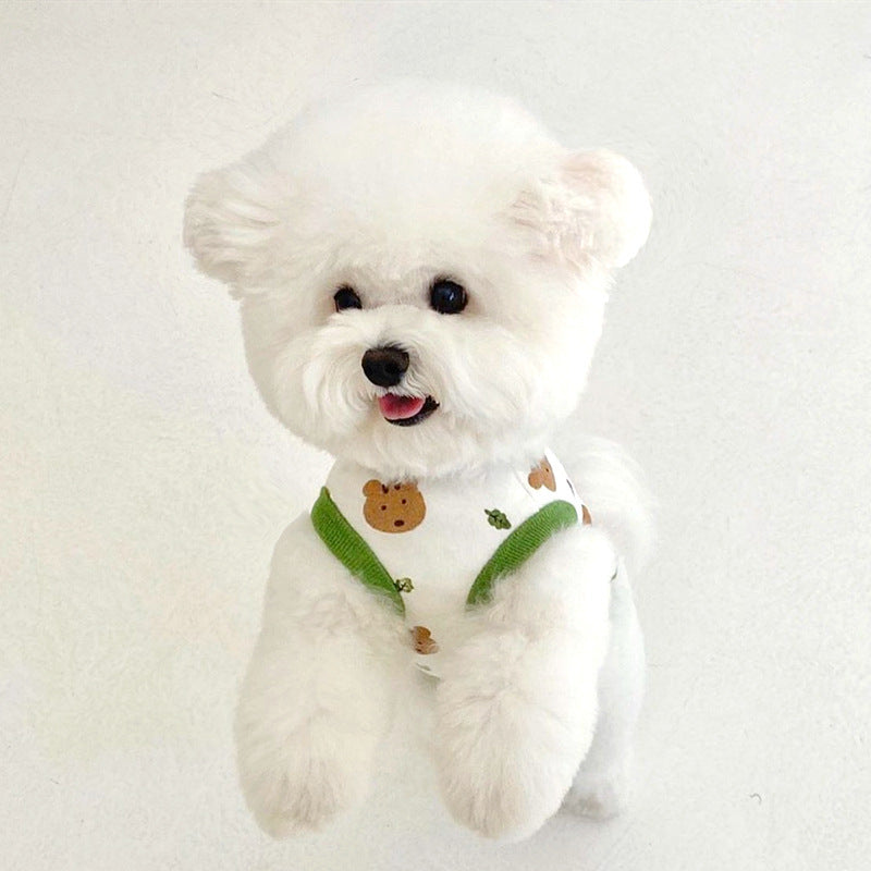 Full Printed Collar Lable Vest Small And Medium-sized Dogs Teddy Two-legged Pet Clothes