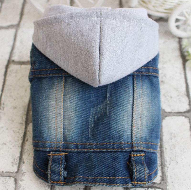 Pet Clothes Gray Hat Denim Vest Coat Bichon VIP Spring And Summer Denim Vest