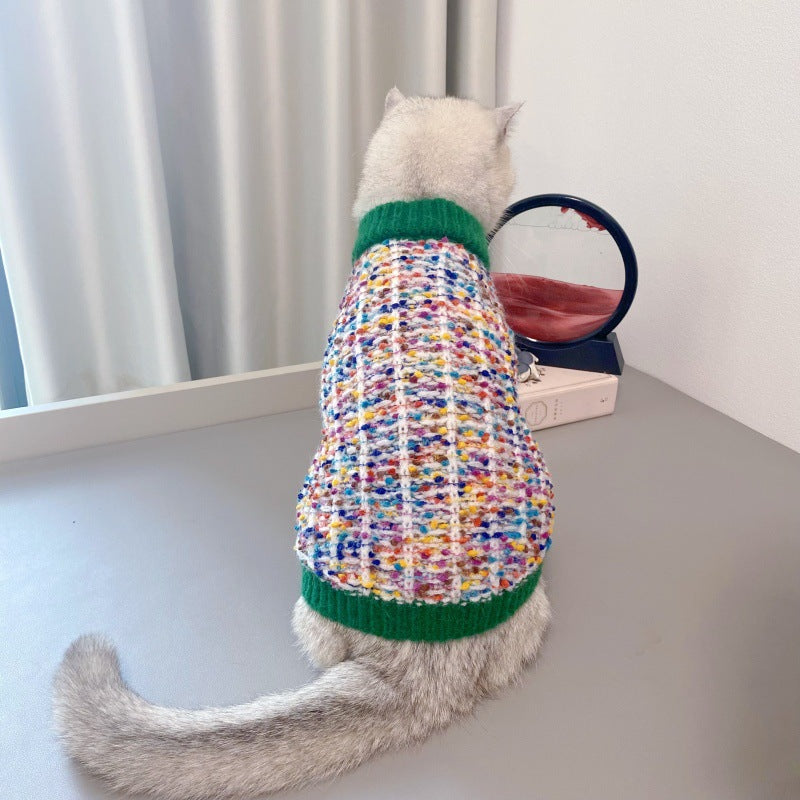 Pet Dog Color-Block Cardigan Sweater