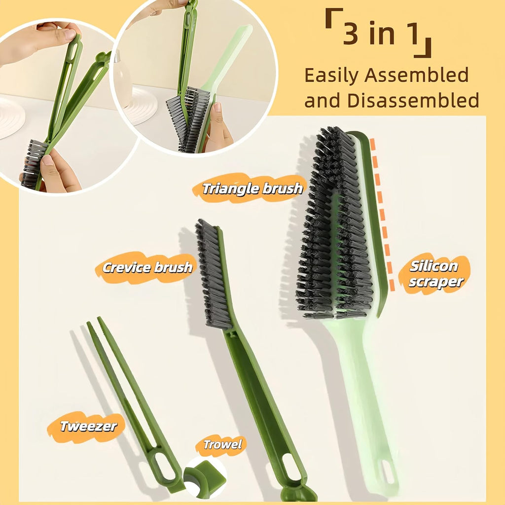 3 In 1 Detachable Household Pet Cleaning Brush Multifunctional Scrub Brush With Hard Bristle And Handle Ideal Crevice Grout Scrubber Brush For Kitchen