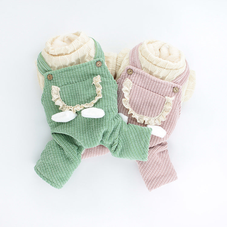 Corduroy Strip Strap Four-legged VIP Dog Clothes
