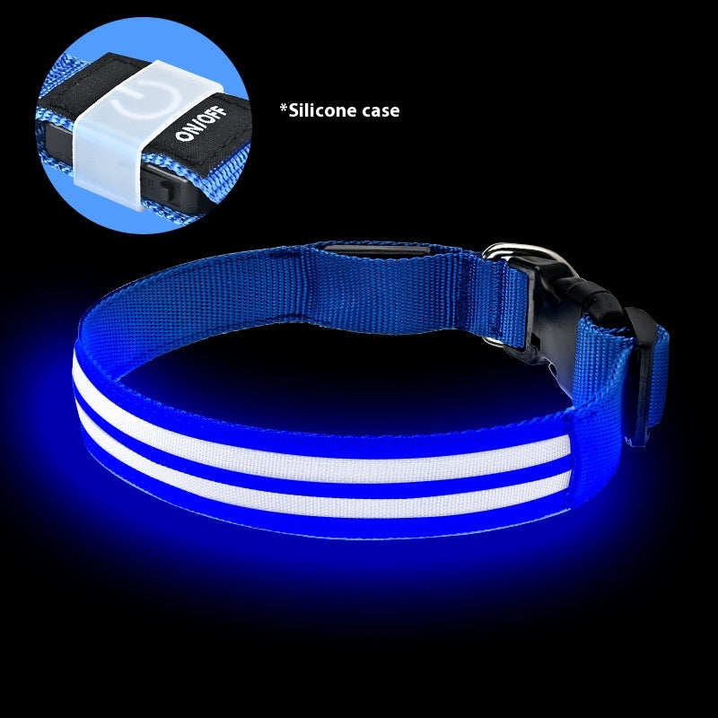 Shiny Dog Collar Double Fiber Pet Night Collar