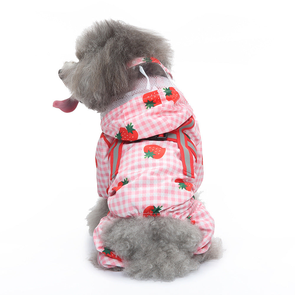 Pet Sound Dog Raincoat Four-legged Reflective Raincoat Pattern Dog Four Seasons Universal