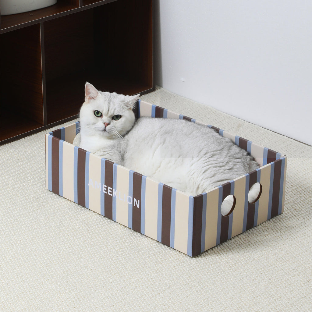 Large Striped Cat Scratching Post With Cat Bed Combo Cat Claw-Grinding Toy