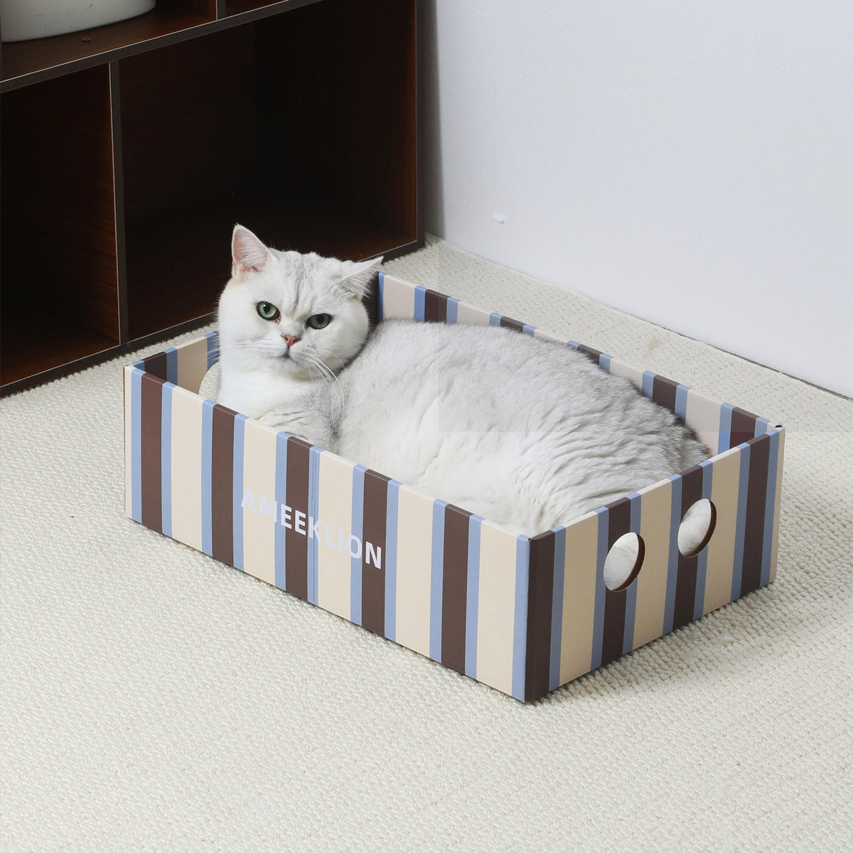 Large Striped Cat Scratching Post With Cat Bed Combo Cat Claw-Grinding Toy