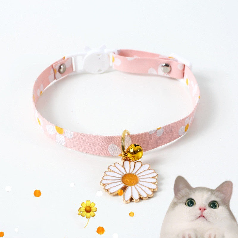 Sunflower adjustable pet bell collar