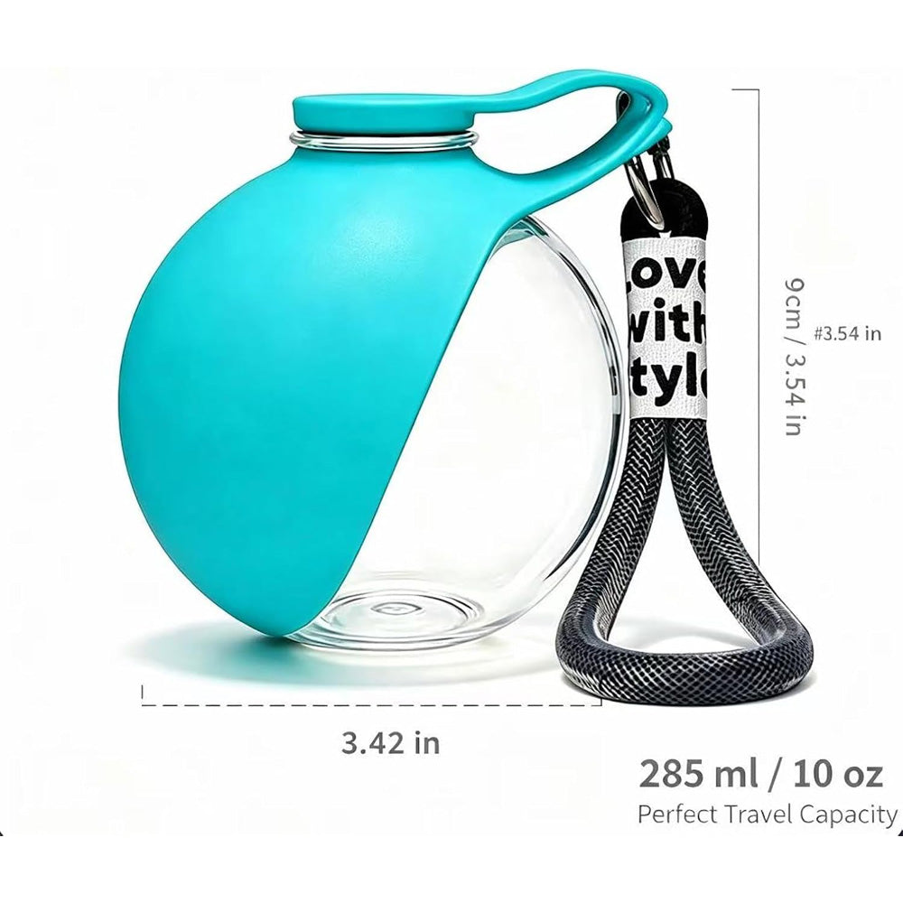 Portable Dog Water Bottle, 285ml BPA Free PETG Pet Travel Water Bottle With Foldable Silicone Bowl, Leak Proof Hands-Free Collar Clip Design For Small