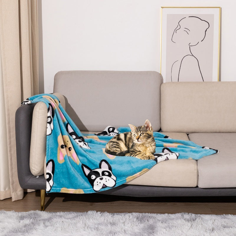 Pet Blanket Kennel Mat Dog Warm Double-sided Thickened Flannel