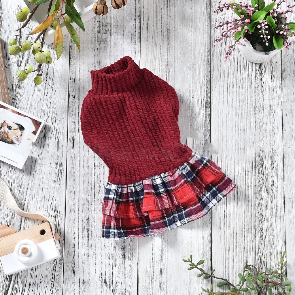 Dog Plaid Skirt Princess Skirt Autumn And Winter Pet Clothes