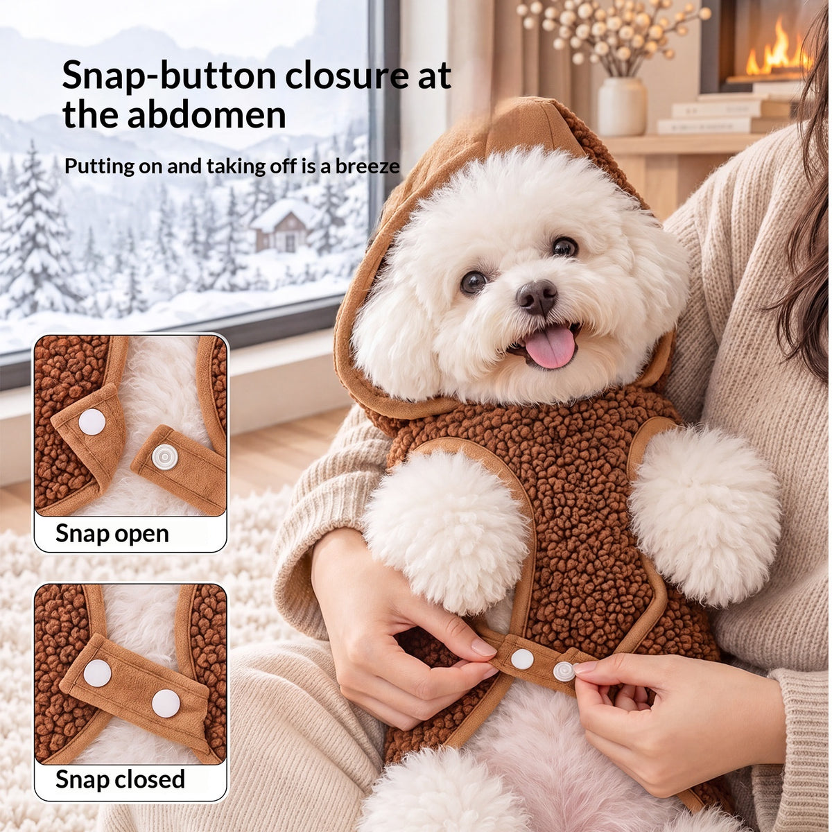 Hooded Warm Vest For Small And Medium-Sized Dogs Detachable Dog Clothes