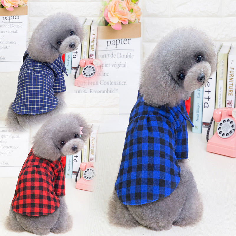 Pet Clothes New Dog Plaid Shirt Suit Pet CLothes