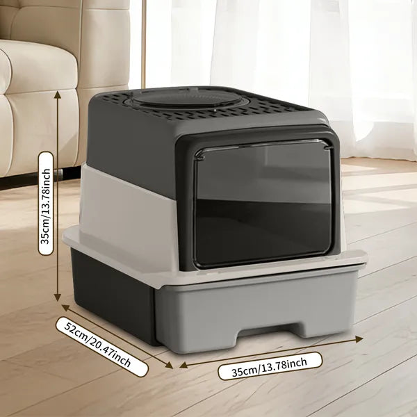 Top-Rated Cat Litter Box, Pull-Out Drawer, No Scoop Needed, Fits Modern Home Decor