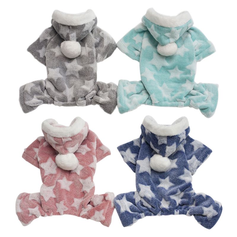 Plush thick four-legged dog clothes