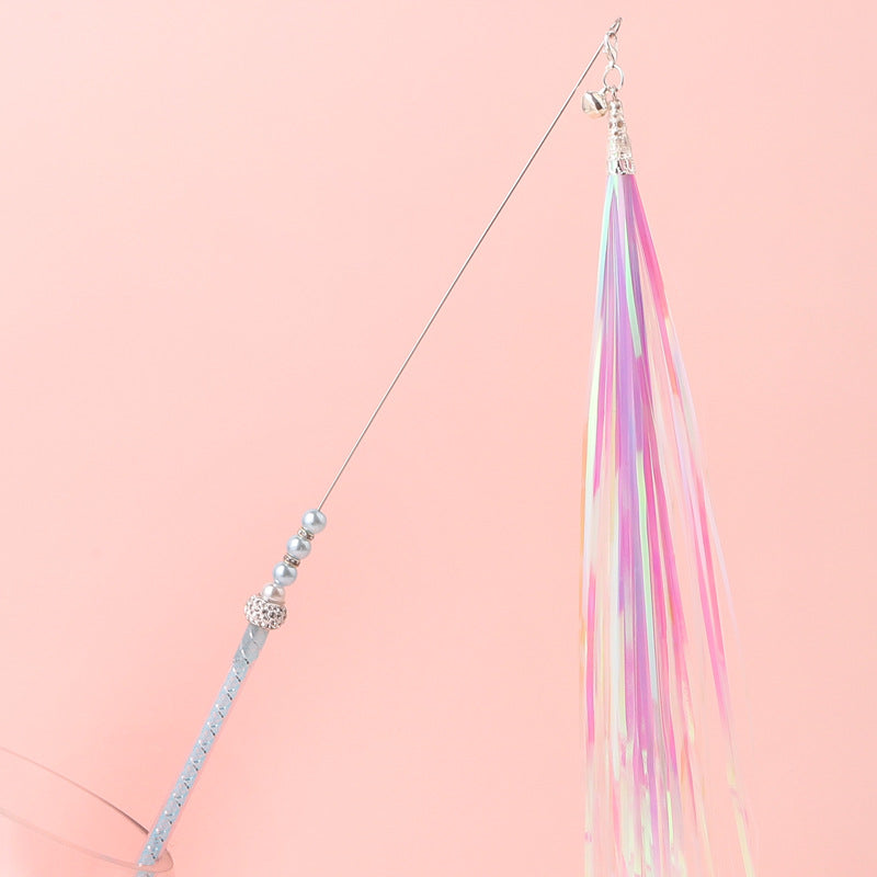 46cm Acrylic Tube String Bright Silky Paper Tassel Funny Cat Stick