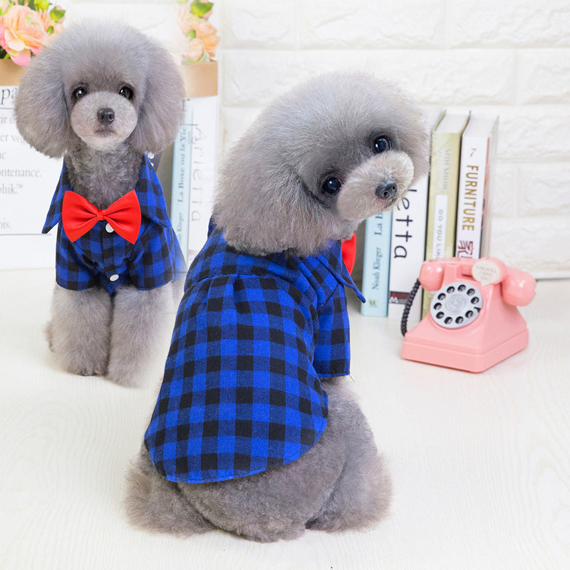 Pet Clothes New Dog Plaid Shirt Suit Pet CLothes