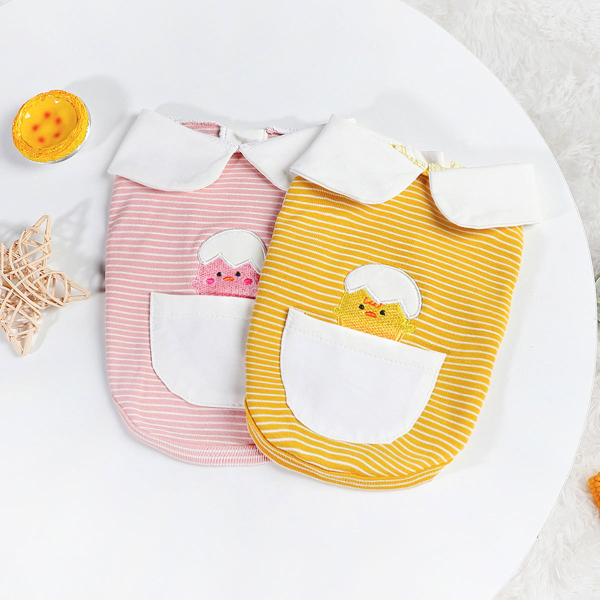Pet Dog Tied Buckle Undershirt Cute Eggshell Clothes