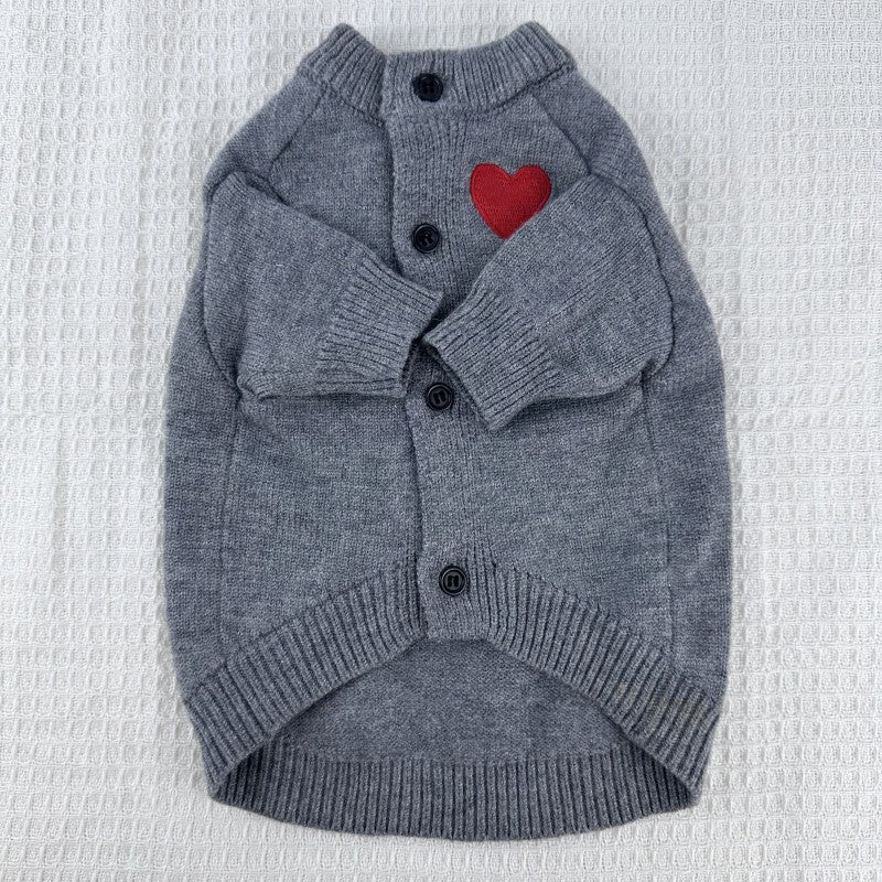 Dog Cat Autumn And Winter Warm Pet Sweater Small And Medium Solid Color Cardigan