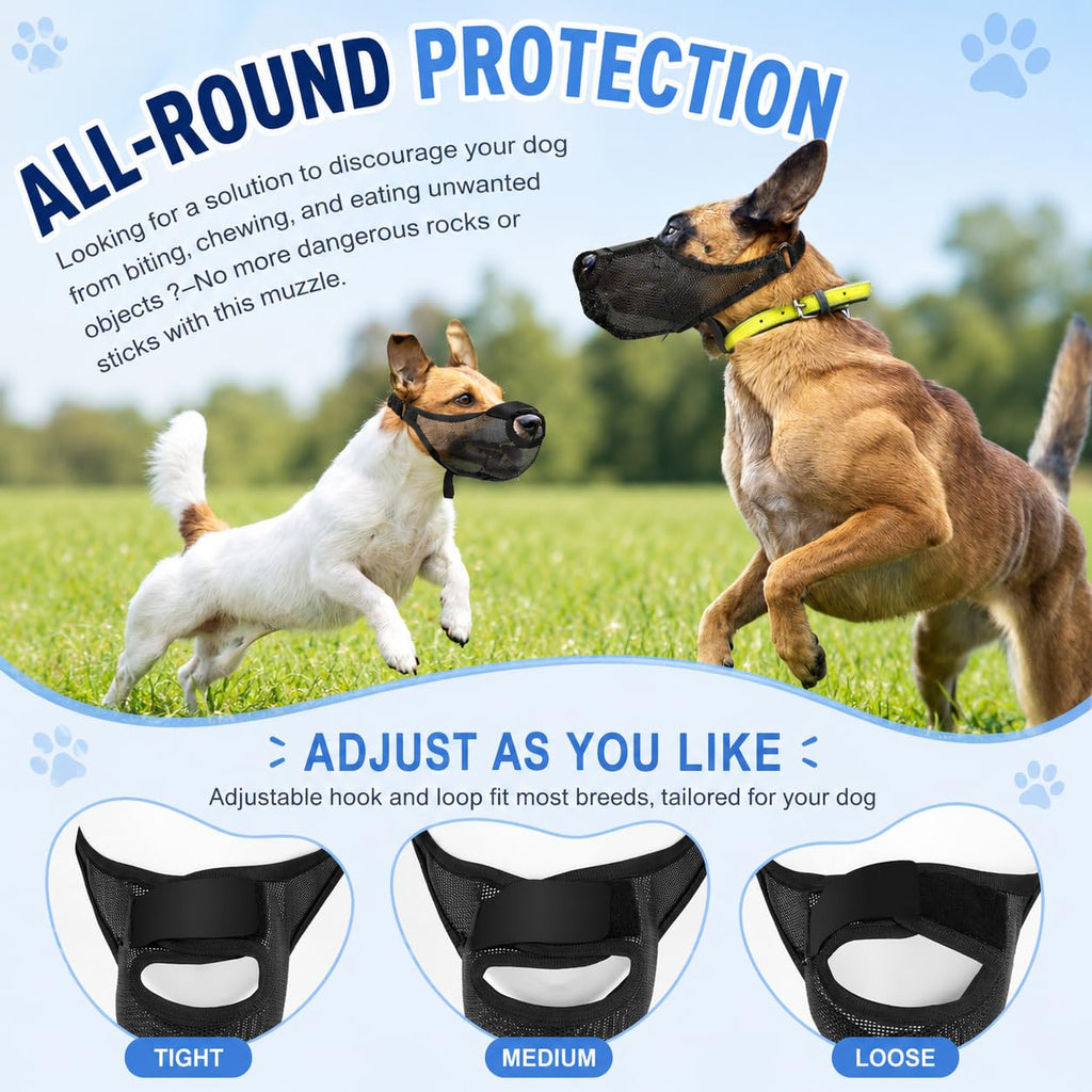 Dog Muzzle, Soft Air Mesh Muzzles For Large Sized Dogs, Breathable Dog Mussels For Scavenging Biting Licking & Barking, Adjustable Mouth Guard With