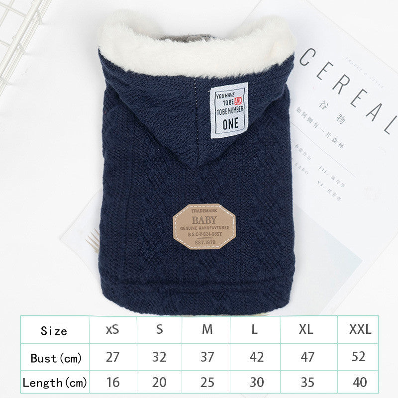 Autumn and Winter Thick Warm Hooded Sweater Pet Clothing