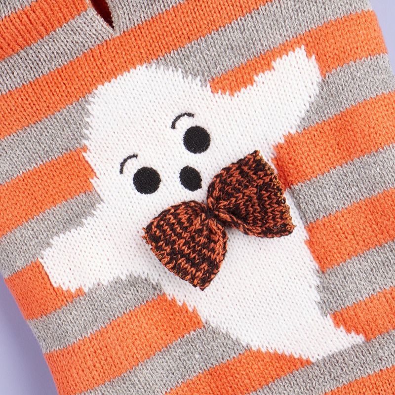 Halloween New Knitted Cold-proof Contrast Color Striped Hooded Fur Ball Pet Sweater
