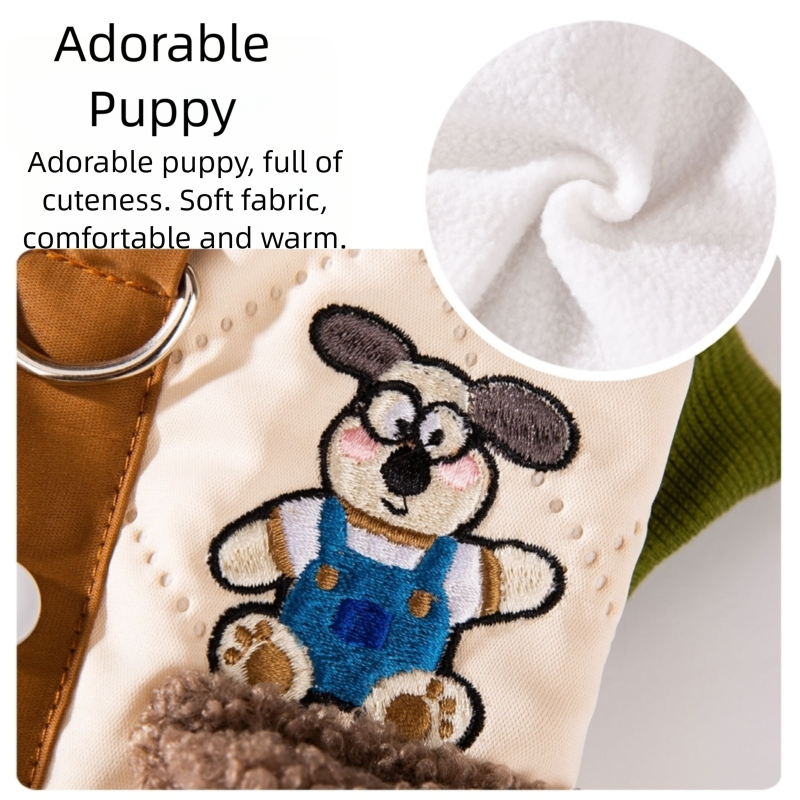 Warm And Thick Maillard Pocket Patch Four-legged Cotton Coat For Dogs In Autumn And Winter. Pet Clothing For Small And Medium-sized Dogs And Cats
