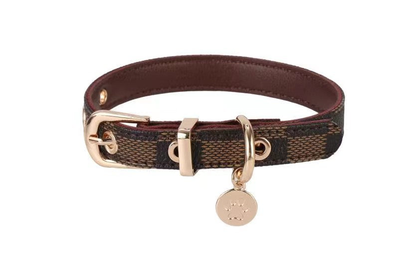 Old Flower Leather Pet Collar Cool Cute