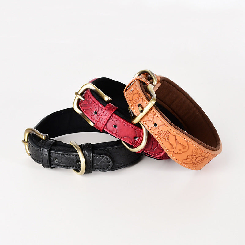 Pet Supplies Patterned Leather Dog Collar