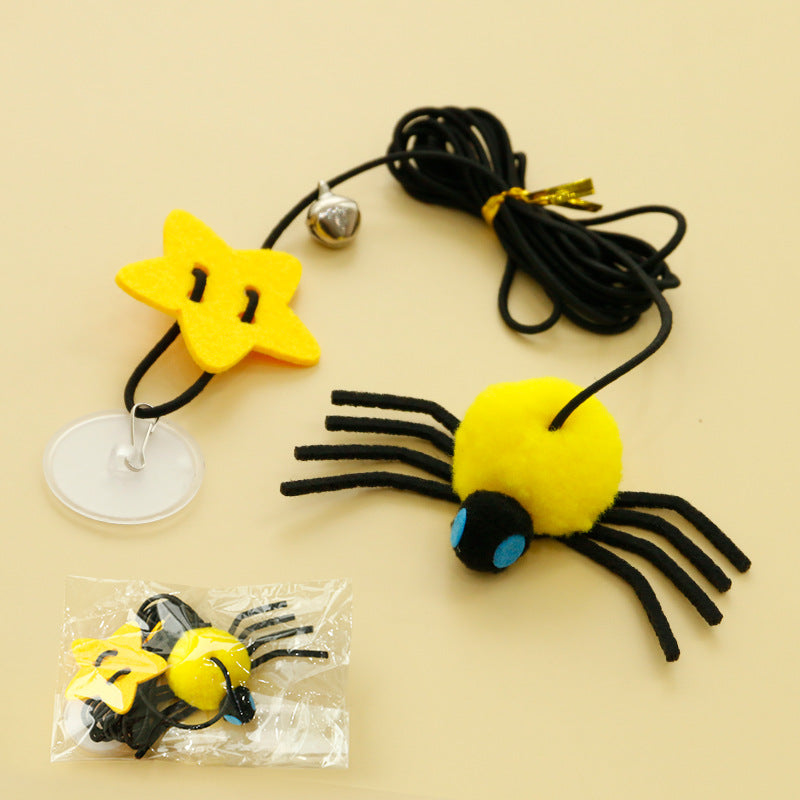 Cat Pet Toy Hanging Door To Relieve Depression Swinging Hanging Elastic Rope Feather Playing Stick Bell Spider