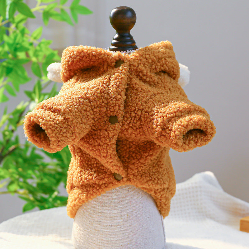 Lambswool Warm And Comfortable Round Bear Hoodie Pet