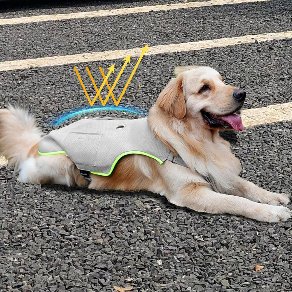 Dog Cooling Vest With Ice Packs, Reflective Adjustable Cooling Vest For Dogs With Leash Ring For Hot Weather Cooling Harness For Large Medium Dogs