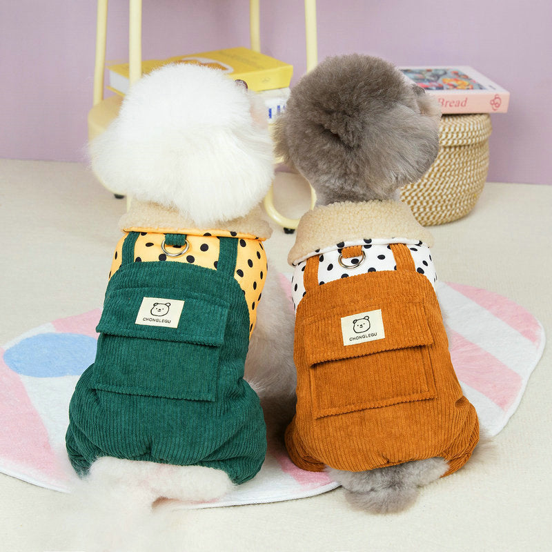 Pet Clothes Four-legged Cotton-padded Clothes Go Out In Autumn And Winter