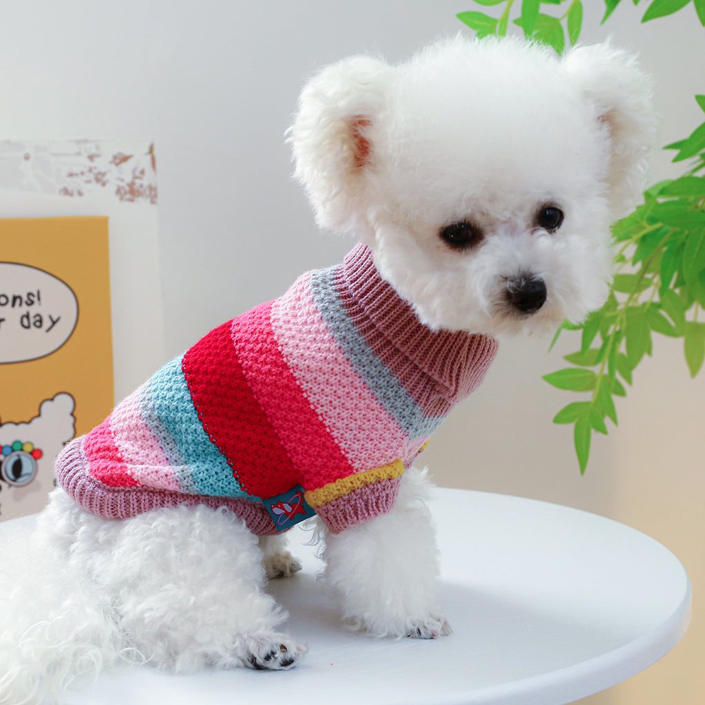 Pet Ring Comfortable Color Stripes Colorful Sweater
