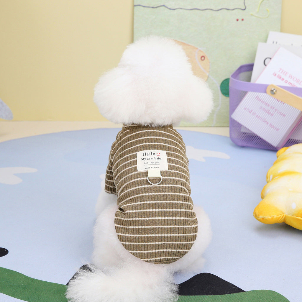 Puppy Clothing Pet Supplies Pull Ring Striped Bottoming Shirt