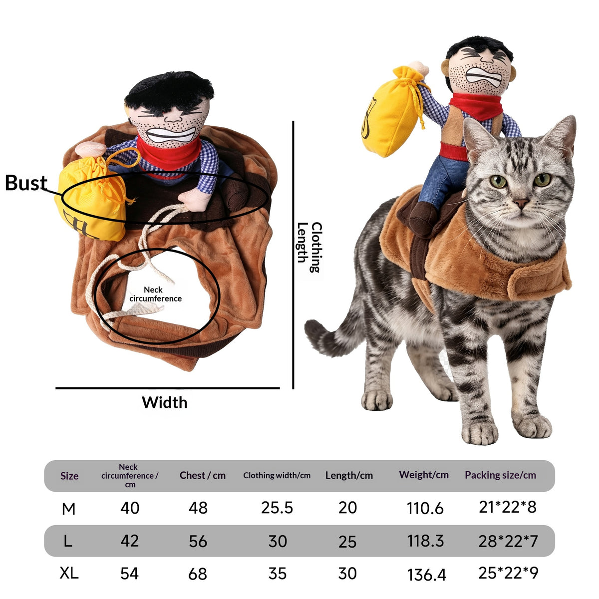 Pet Costume Cat Transformation Funny Holiday Dress-Up Outfit