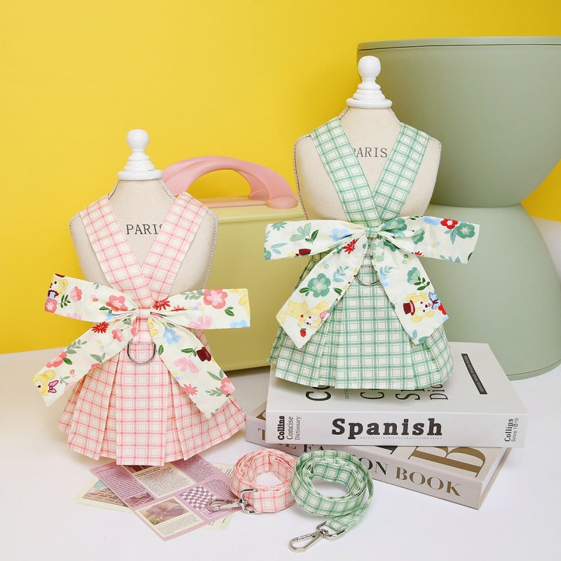 Plaid Patchwork Corset Pet Princess Dress