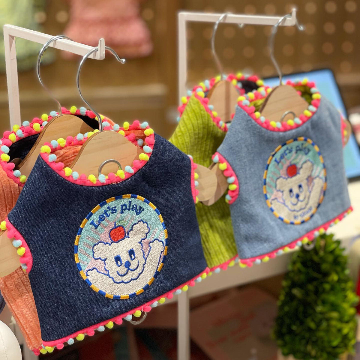 INS Style Korean Style Dark Denim Puppy Embroidery Breathable Four Seasons Chest Strap