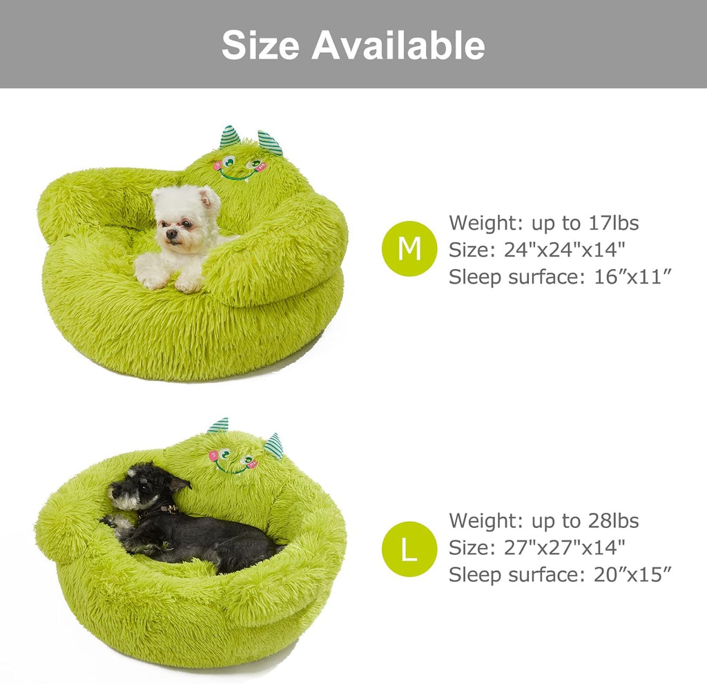 Cute Calming Dog And Cat Bed Indoor High Bolster Donut Dog Beds Comfortable Plush Cuddler Dog Be Size For Small Dogs And Cats Cute Cartoon Soft Bed