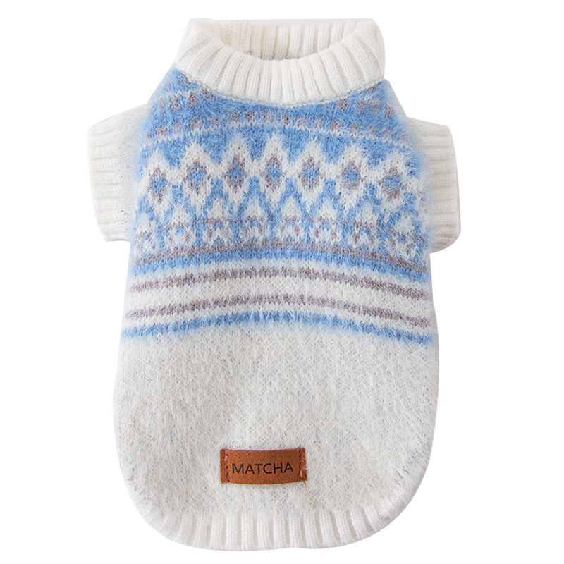 Little Dog Diamond-shaped Sweater For Warm Autumn And Winter, Thick Two-legged Cat And Teddy Bear Clothes For Small And Medium-sized Dogs