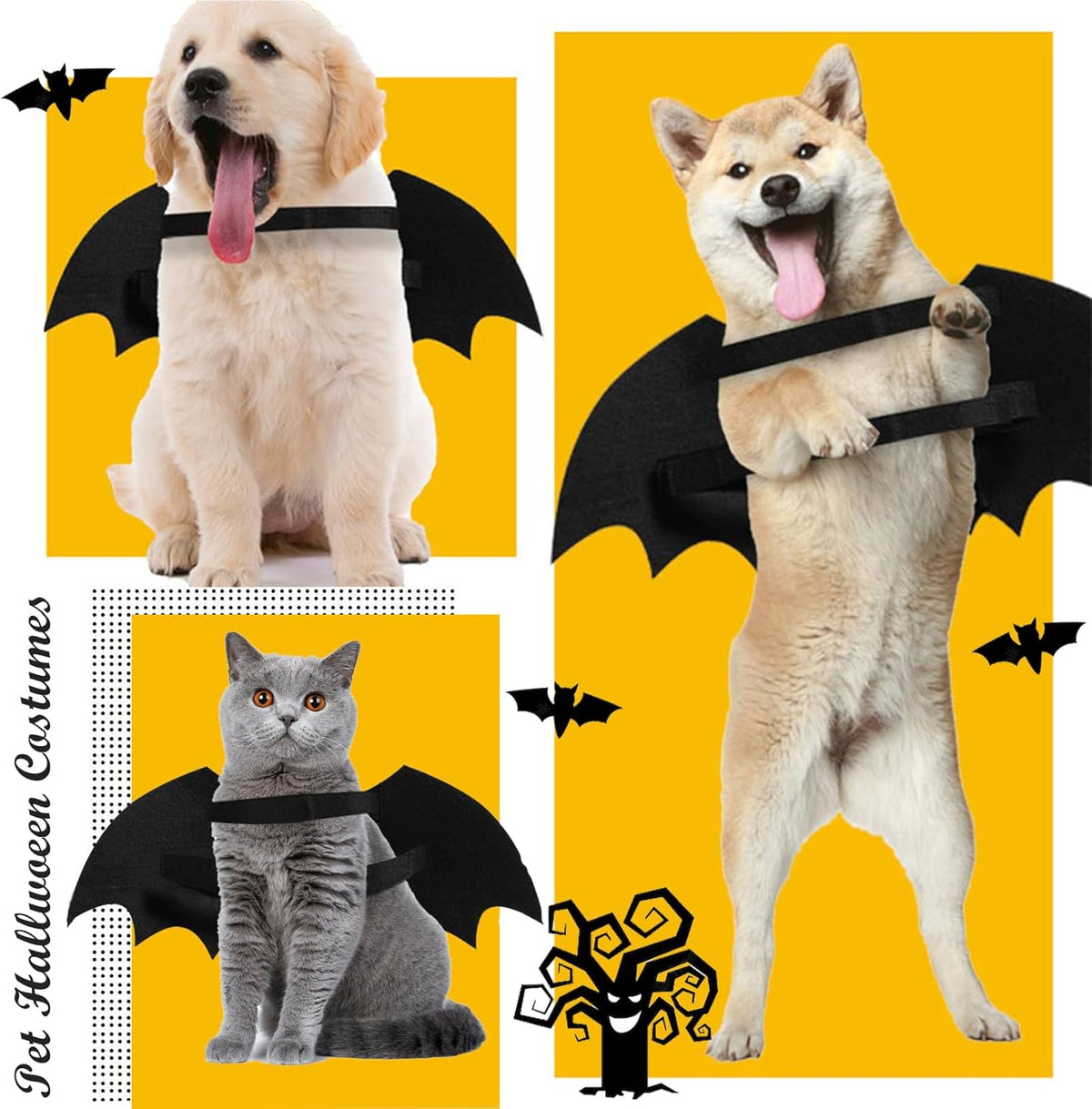 Dog Halloween Costumes Dog Bat Costume Cool Luminous Skeleton Bone Bat Wings Pets Cosplay Costumes Dress Up Apparel For Small Medium Large Cats And