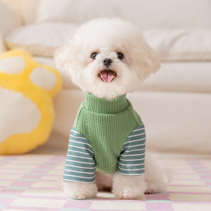 Cute Striped Dog Shirts With Belt Loops, Soft Knitted Pet Clothes For Puppies And Cats, Fashionable Puppy Clothing