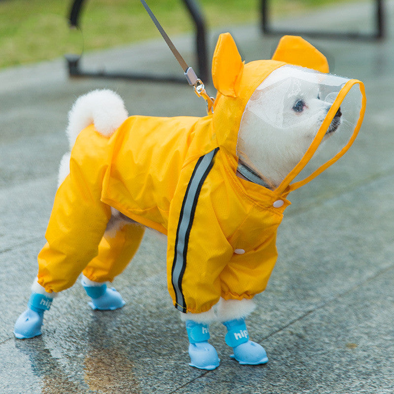 Puppy Dog Raincoat Four-legged Waterproof All-inclusive Teddy Poncho Pet Rainy Clothes
