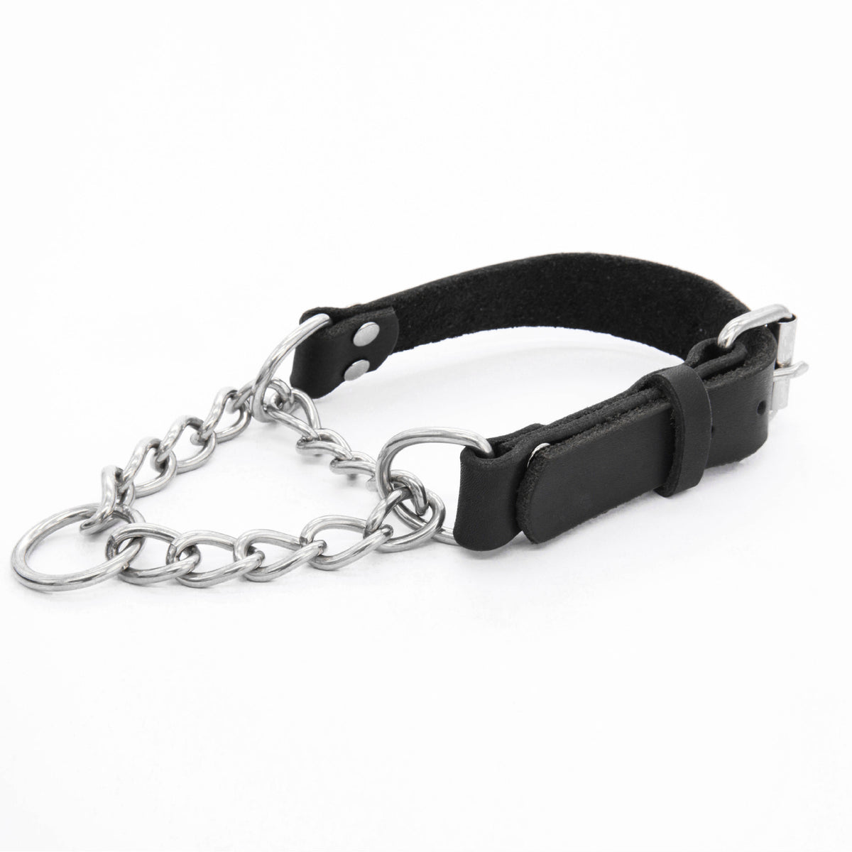 Stainless Steel Triangular Chain Half-P Leather Collar