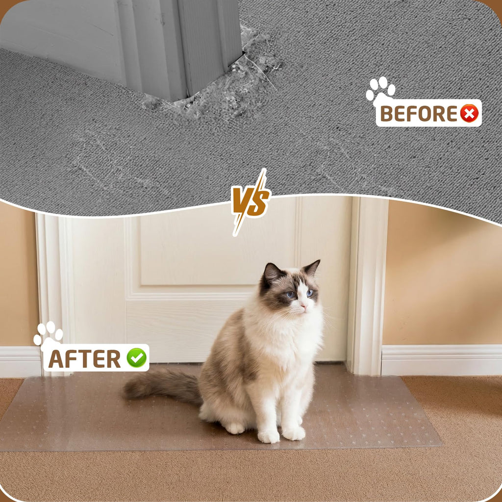 Carpet Protector, Clear PVC Doorway Mat For Cats & Dogs Heavy-duty Anti-scratch Threshold Guard, Non-slip, Easy-trim, Recyclable PVC, Fits