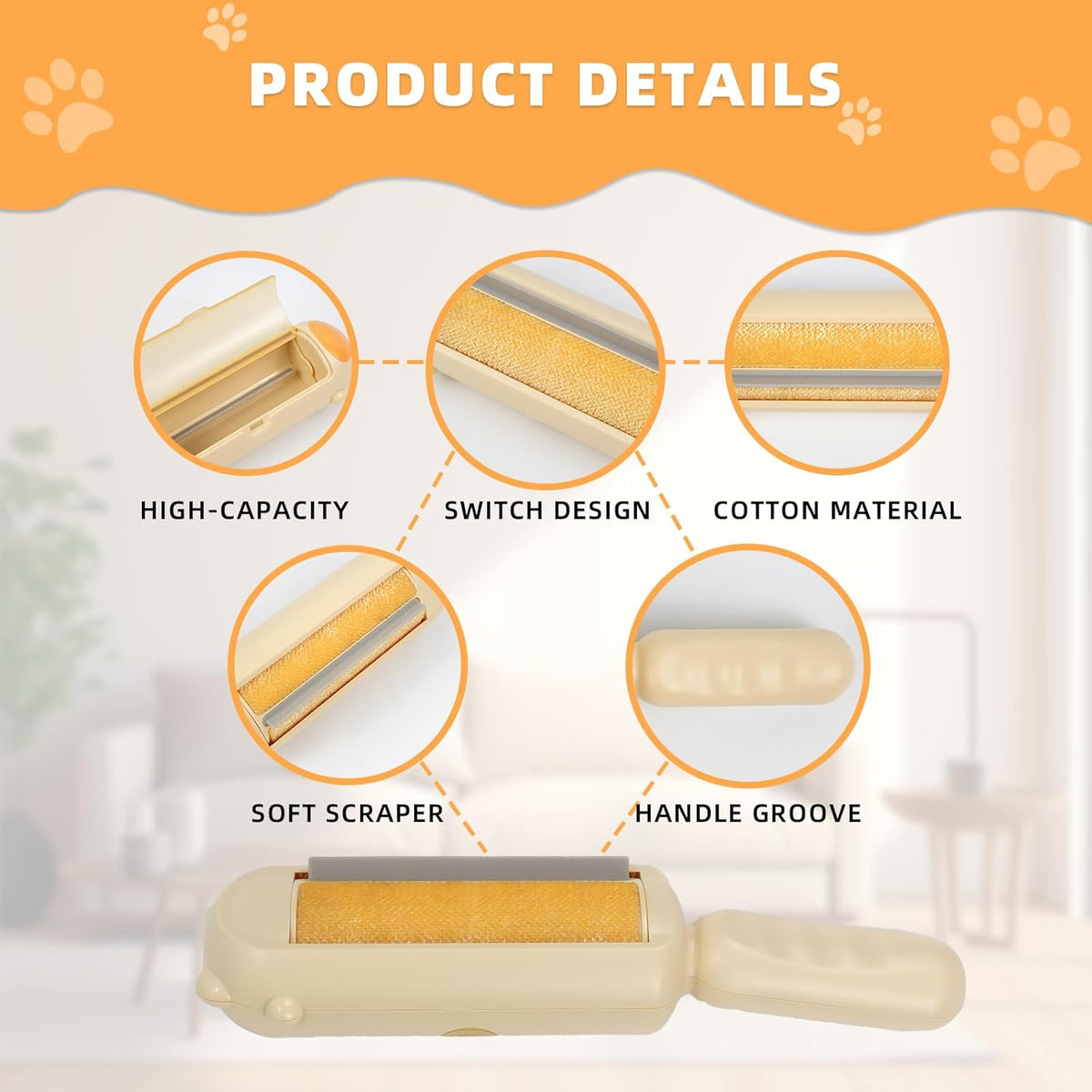 Pet Hair Remover Dog Cat Fur Remover With Self Cleaning Base Efficient Animal Hair Removal Tool Perfect For Furniture Couch Carpet Car Seat