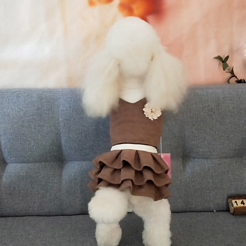Korean Style Woolen Princess Dress Dog Clothes Teddy