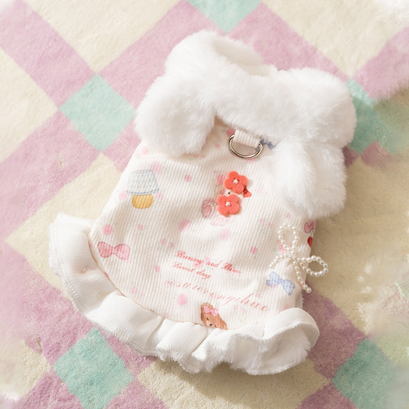 Winter Fleece Teddy Dress Cute 3D Ears - Pet Cotton Coat Puppy Winter Warmth Hooded Clothes Pet Supplies