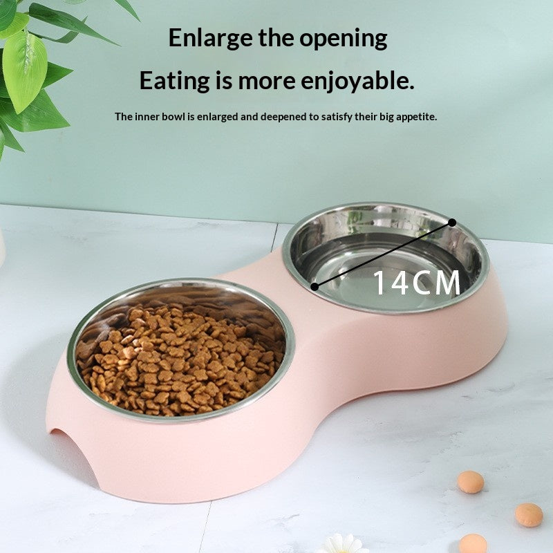 Pet Stainless Steel Double Bowl Dog Feeder In Macaron Colors